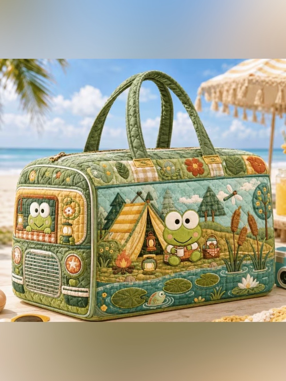 Quilted koroppi Camping Travel Duffle Bag - Green